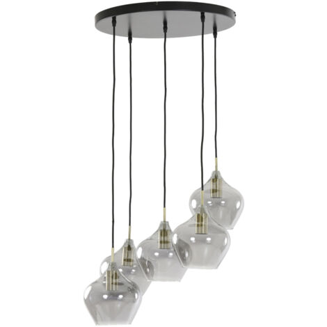 Light & Living - lámpara colgante - Rakel - bronce - vidrio -
