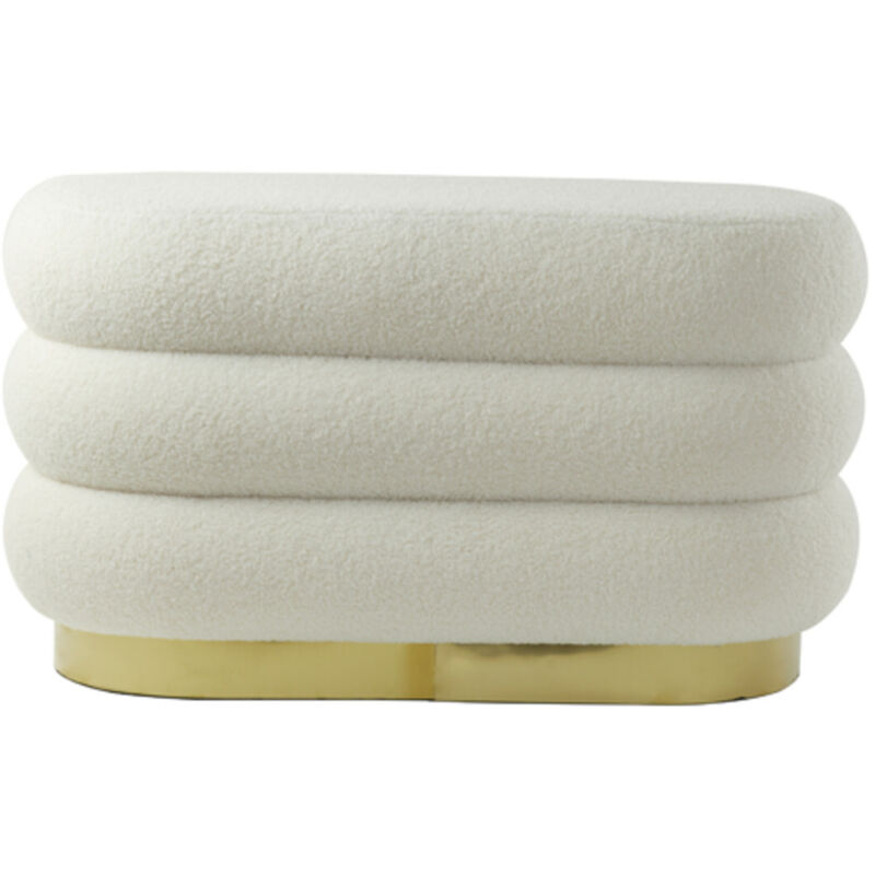 Light & Living Light&living - Pouf Lyall Teddy Creme Gold – 80x40x45 Cm