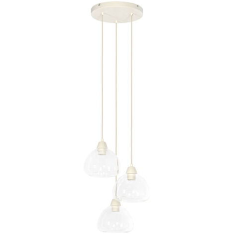 Light & Living - suspension - Bisho - beige - verre - grande