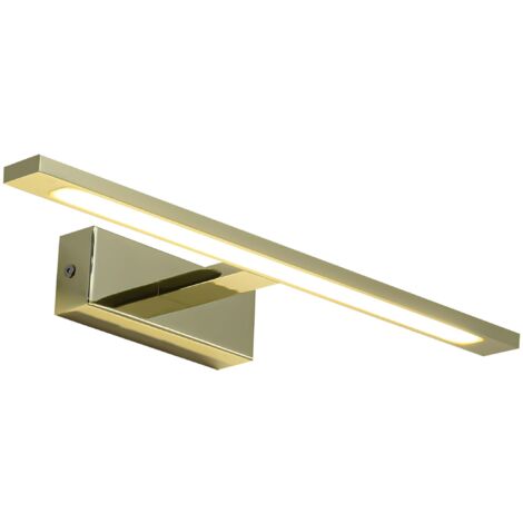 Light Prestige Isla Medium LED Wall Lamp 12W 840lm 4000K Neutral White, Gold/Brass Metal, IP44 Bathroom Mirror Sconce 41cm Wide, Modern Indoor Wall Light