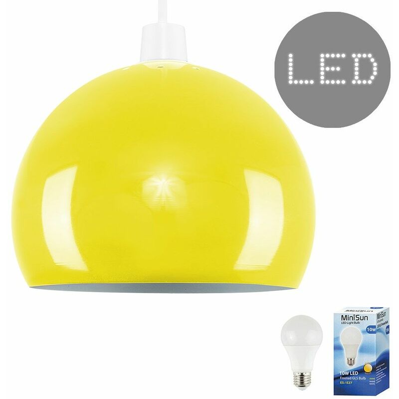 Mini Arco Metal Pendant Shades - Yellow - Including LED Bulb