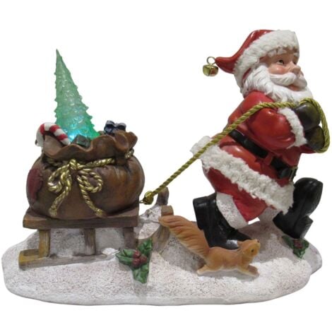 Light Up Christmas Car Santa Figurine (Xmas Driving LED Ornament Decoration)