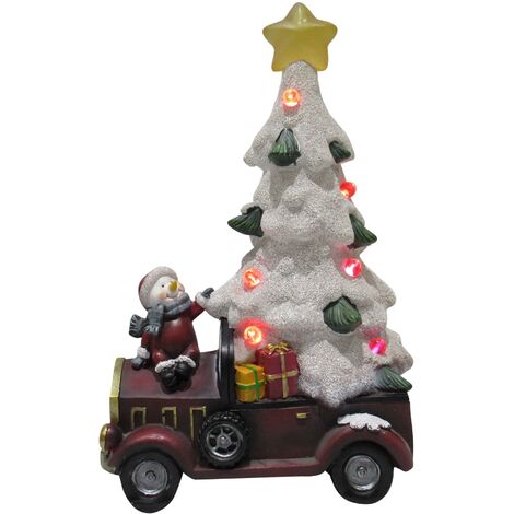 Light Up Christmas Tree Figurine (Xmas Snowman Car LED Festive Ornament Decoration)