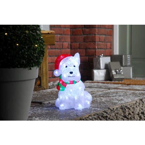 Light up Outdoor Acrylic Westie Dog Christmas Decoration Mains Power - 31cm