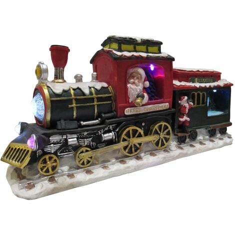Light Up Santa Express Train Ornament (Christmas Decoration LED Lighted Figurine Home Decor)