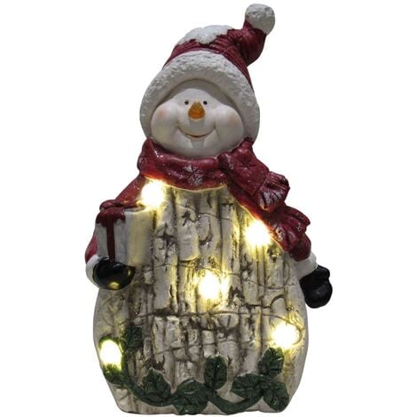 Light Up Snowman Christmas Figurine (Xmas LED Festive Decoration Ornament)