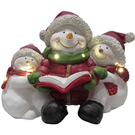 Light Up Snowman Family Christmas Figurine (Xmas LED Festive Ornament)