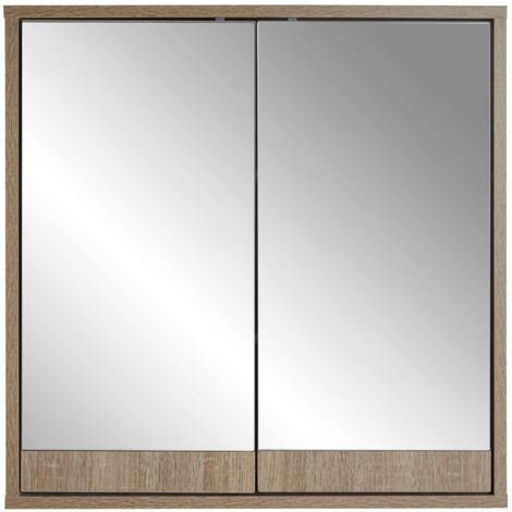main image of "Light Wood Effect Bathroom Storage Double Mirrored Cabinet - Oak effect"