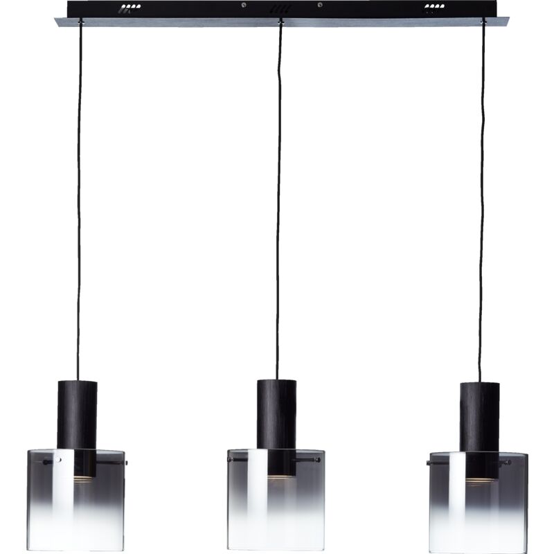Lightbox - LED Pendelleuchte 3-flammig, 10 Watt. 3-Stufendimmer, Metall / Glas, schwarz / rauchglas'-'LB00001516