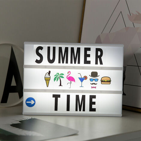 Lightbox LED XXL boîte lumineuse décoraitive cinema A4，Multi 119 cartes de lettres colorées