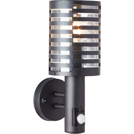 Lightbox Wandlampe stehend Wandleuchte Außen einstellbarer Bewegungsmelder 33x16cm IP-Schutzart 44 spritzwassergeschützt 1x E27 Edelstahl/Kunststoff,-LB00001660