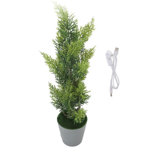 Lighted Cypress Tree Decor USB Powered LED Mini Light Up Table Centerpiece Simulated Indoor Bar View