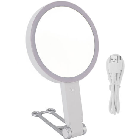 Lighted Makeup Mirror 1X/10X Magnifying Mirror Destop Wall Mount and Handheld Makeup Mirror with Light White