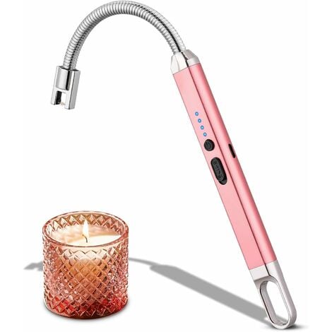 FUHUIDA TRADING Lighter Electric Lighter Candle Lighter Rechargeable USB Lighter Arc Lighters for Candle Camping BBQ Rose GoldUSB Candle Lighter, Rechargeable Electric Arc Lighter with Multiple Safety Protection & Ce