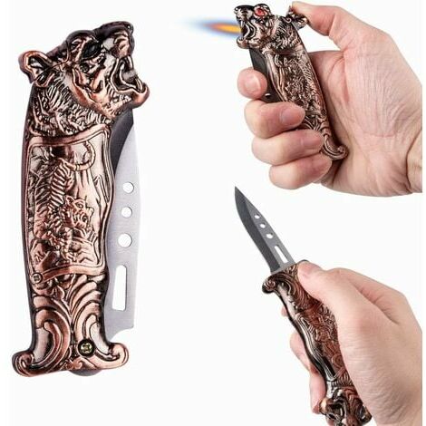 WENH Lighter Windproof Lighter Metal Tiger Cool Design Honorable Gift Box