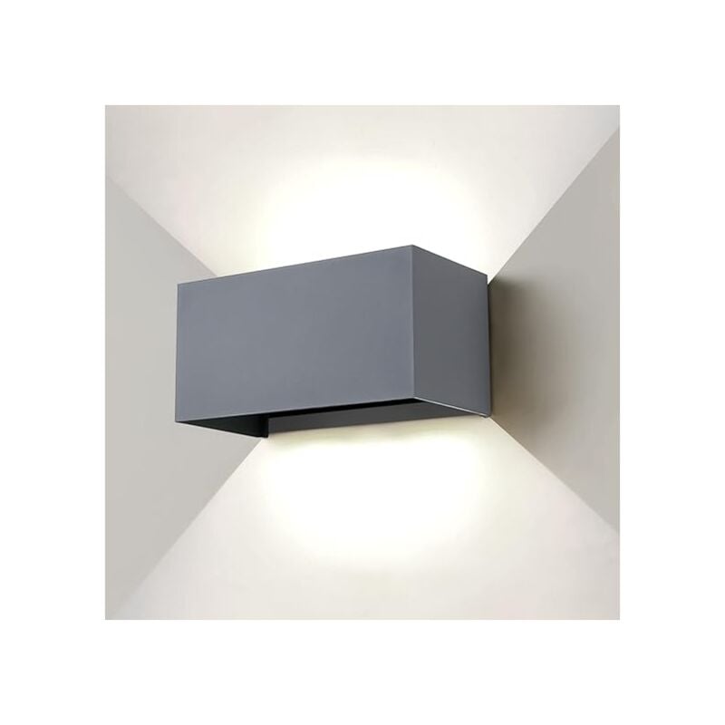 Lightess - led en Aluminium Applique Murale IP65 Étanche, Gris