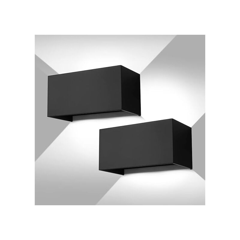 Lightess - 2pcs Applique Murale Extérieur,Lumière Blanc Froid,Noir