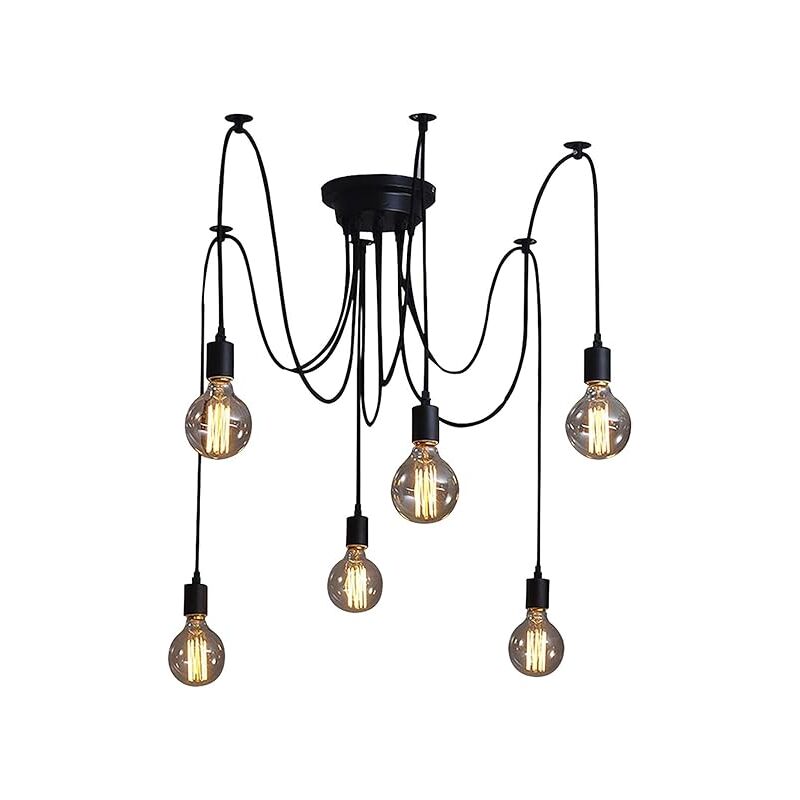Suspension Luminaire Industrielle Lustre Araignée Noir - Lightess
