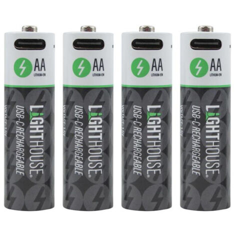 Lighthouse AA USB-C Rechargeable Li-Ion Battery Pack of 4