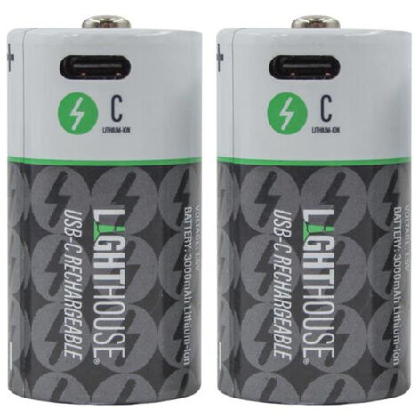 Lighthouse C USB-C Rechargeable Li-Ion Battery Pack of 2