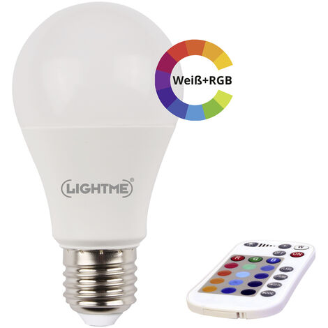 LightMe LED EEK A+ (A++ - E) E27 Glühlampenform 10W = 60W RGBW (Ø x L) 65mm x 130mm colorchanging, W063651
