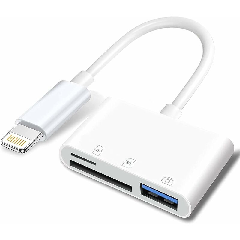 Lightning vers carte SD & TF adaptateur pour appareil photo USB pour iPhone / iPad lecteur de carte 3 en 1 dongle USB pour clé USB clavier souris hub