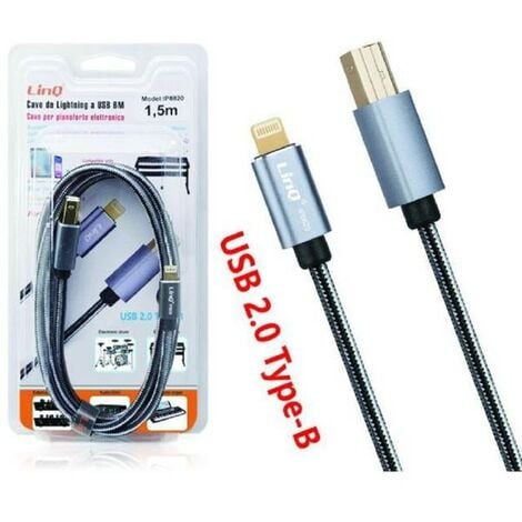 TRADE SHOP TRAESIO LIGHTNING ZU USB TYP-B KABEL FÜR ELEKTRONISCHEN KLAVIERDRUCKER 1.5MT IP8820