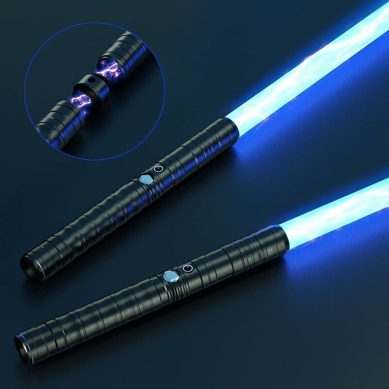 Lightsaber Rechargeable Cosplay RGB 2 pcs, connectable 2-in-1 Lightsaber 7 RGB Color Advanced Alloy hilt Lightsaber, with 3 Sound Modes, Halloween