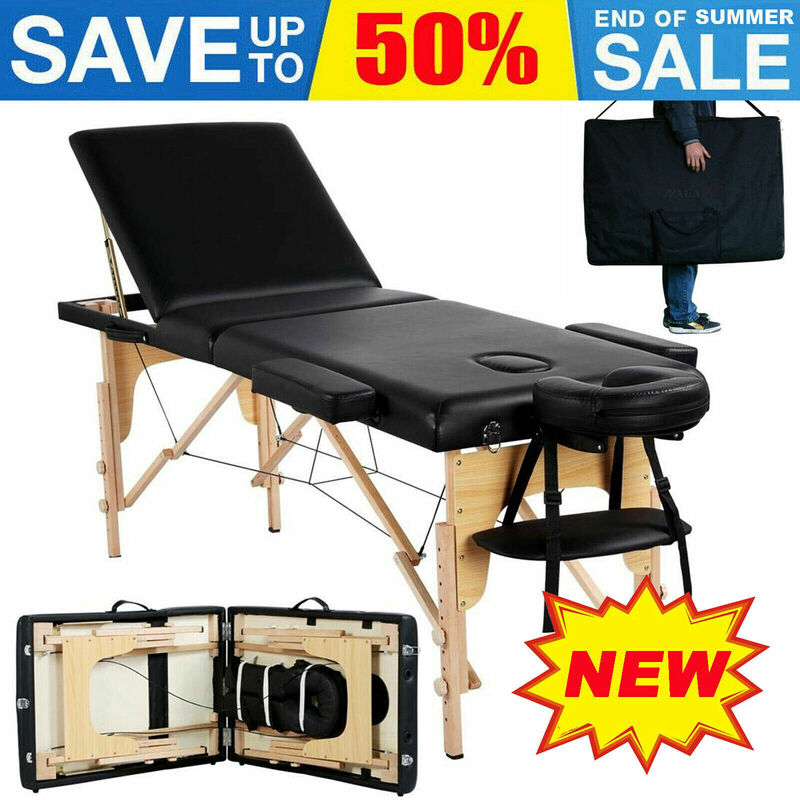 Day Plus - Lightweight 3-Section Portable Folding Massage Table Massage Bed with Face Hole Headrest Arm Support for Beauty Therapy spa Tattoo Reiki