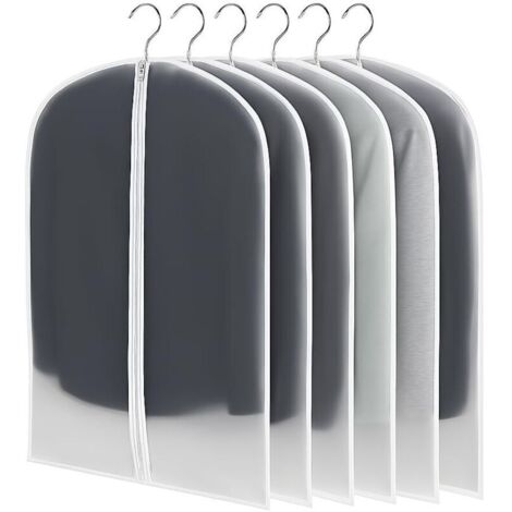 Lightweight Garment Bags, Set of 6, Transparent, 60x100cm, Dustproof, Moisture and Mildew Resistant for Dresses, Jackets, Shirts
