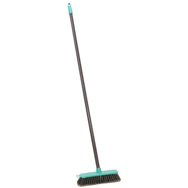 JVL - Lightweight Indoor Angled Soft Bristle Sweeping Brush Broom, Grey/Turquoise