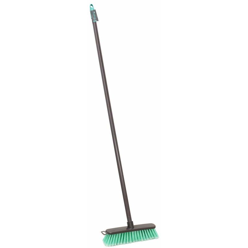 Lightweight Indoor Angled Soft Bristle Sweeping Brush Broom, Turquoise - JVL