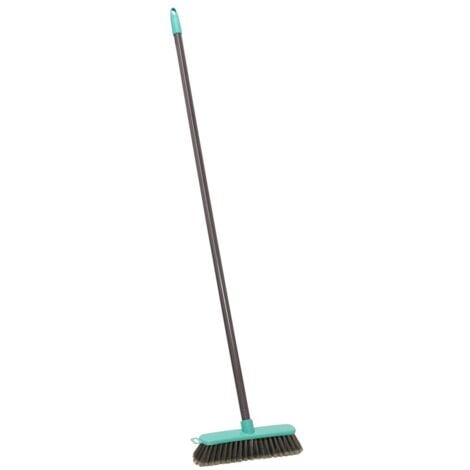 Lightweight Indoor Angled Soft Bristle Sweeping Brush Broom, Grey/Turquoise