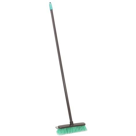 Lightweight Indoor Angled Soft Bristle Sweeping Brush Broom, Turquoise/Grey