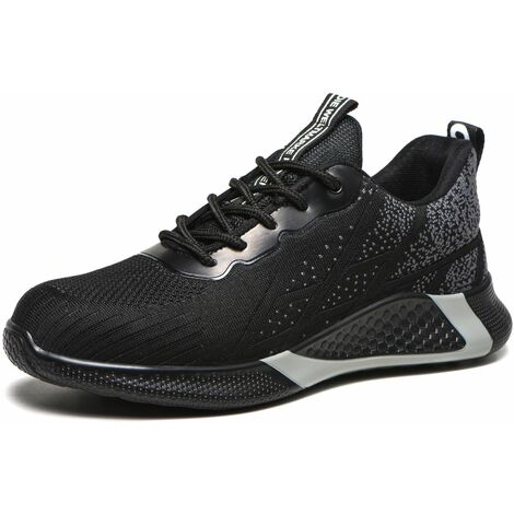 Lightweight Safety Shoes for Men and Women with Steel Toe Cap Work Shoes Safety Shoes Industrial and Construction Sneakers Black，Size 40