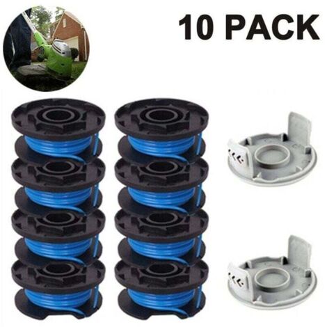 Ligne de Bobine de Rechange pour Tondeuse avec 2 Capuchons Compatibles Ryobi One+ AC14RL3A 18V 24V 40V Tondeuses Sans Fil 8+2 PACK