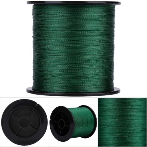 Ligne de pêche tressée PE 500 m ultra-résistante 4 brins, corde multifilament verte (diamètre 1.5 mm)