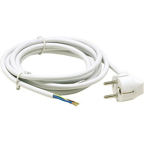 Ligne de raccordement avec prise terre, HO5VV-F 3 x 1,0 3,0 m, blanc