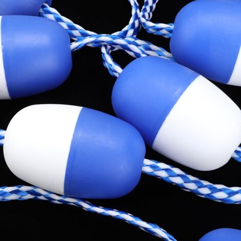 Ligne de Sécurité pour Piscine avec Bouées Flottantes - Cordeau Nylon Bleu et Blanc de 5m (11 Bouées) pour Séparation et Délimitation