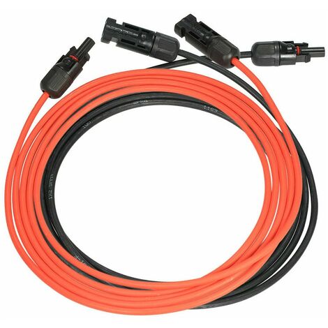 Ligne d'extension solaire photovoltaïque Cable d'extension de panneau solaire avec connecteur MC4 Paire rouge + noir, 14AWG 3 metres / 10 pieds