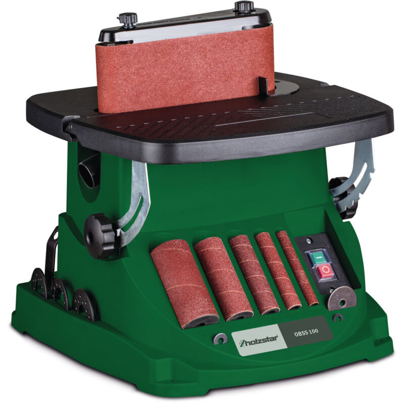 Holzstar - Lijadora de banda y husillo obss 100 (mesa de trabajo inclinable 0°-45°, motor de 450 w, incl. manguito abrasivo + cinta abrasiva) 5903501