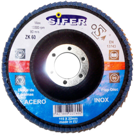 Lijas de disco SIFER para acero inoxidable 115x22 grano 120