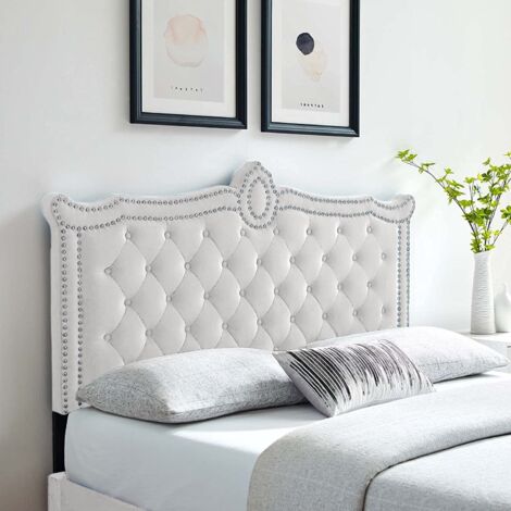 Lika Silver Plush Double 26 inch Strutted Headboard