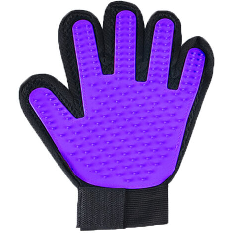 Lila Handschuhe zur Tierhaarentfernung für Linkshänder, 23 × 17 cm, 1 Stück, geeignet für Hunde- und Katzenhaarentfernungsbürsten