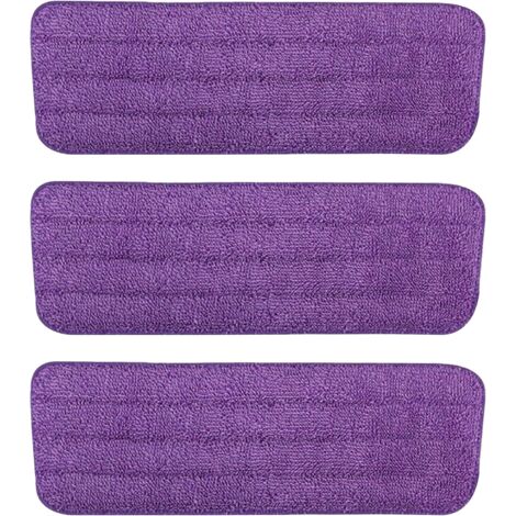 Lila Mikrofaser-Ersatzmopp für Sprühmopp/Dampfreiniger, 3er-Pack Ersatzmopp/Geschirrreinigungshülsen (42 x 14 cm)