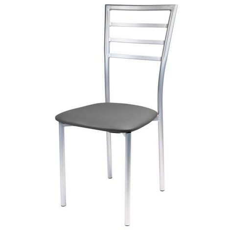Lila Stuhl aus grauem PVC.