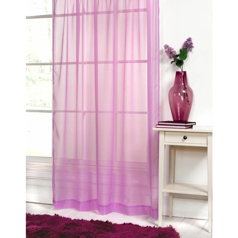 Lilac purple Plain voile net curtain panel 60' x 48' Plain slot top sheer elegance door curtain panel