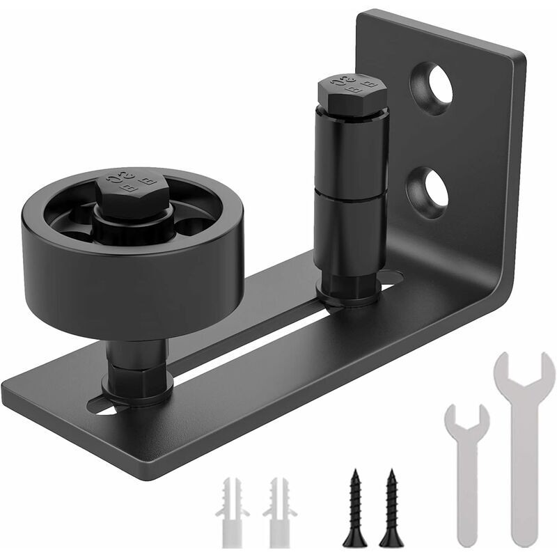 Lilaris Guide au sol pour porte de grange coulissante - Fixation murale - Roulettes réglables - 8 options d'installation - Roues lisses - S'adapte à