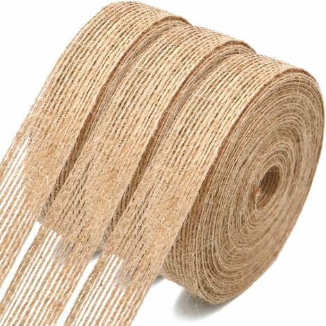 Lilaris Ruban Toile de Jute Rouleau de Jute Naturel 2cm x 30M, Vintage Hessian Roll pour Décoration de Mariage et Noël, Bricolage