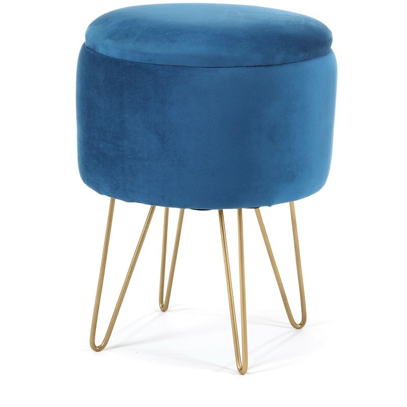 Pouf Akord Lili Aus Samtstoff Mit Stauraum In Blau Durchmesser 35 Cm Höhe 45 Cm